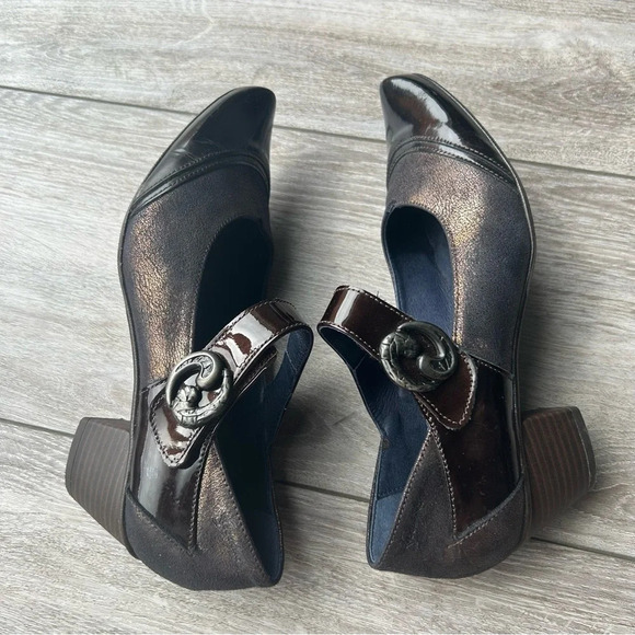 DORKING FLUCHOS Patent Leather Metallic Leather Mixed Mary Jane Shoes - Picture 9 of 16